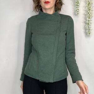 VINCE Cypress Frise moto Jacket green asymmetrical zipper futurecore 2782